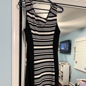 Black & White Striped A-line Dress